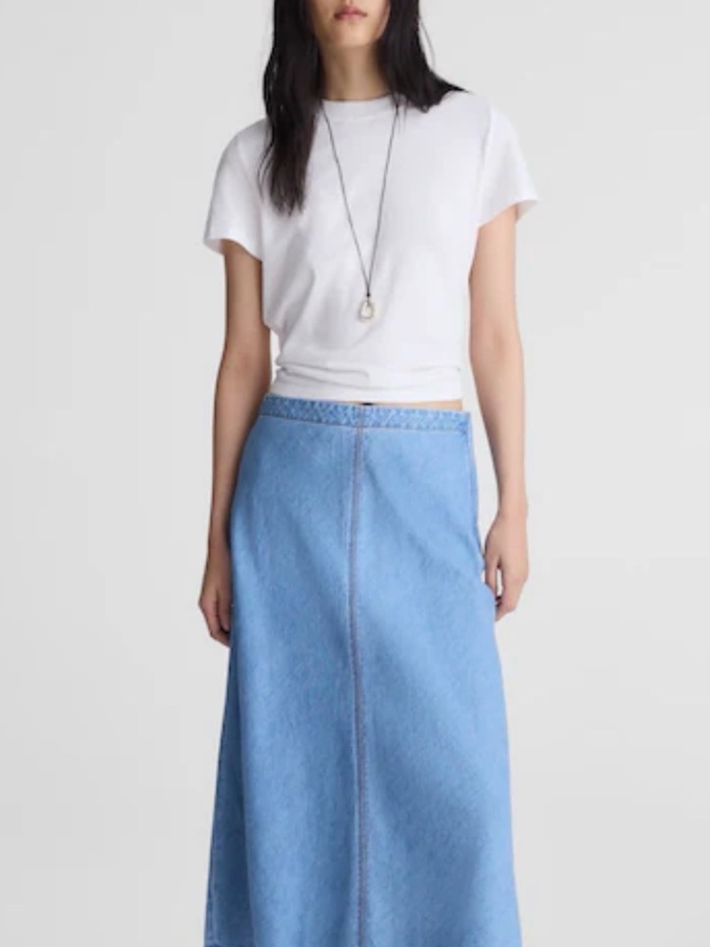Madewell Light Blue Denim Flared Midi Skirt